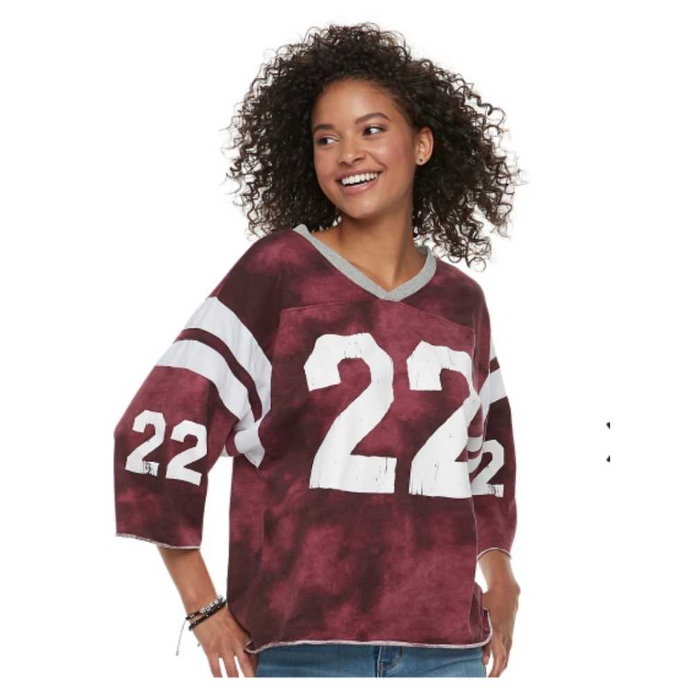 Vanilla Star Junior V-Neck Distressed Bleached Tie Dye 22 Football Spirit Jersey